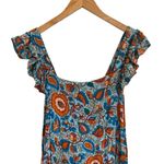 House of Harlow 1960 Blue Orange Ruffled Flutter Sleeve Maxi Boho Dress M Size M Photo 7