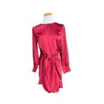 PRETTYGARDEN NWT Womens  Burgundy Long Sleeve Chic Tie Front Wrap Dress - Sz M Photo 2