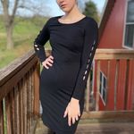 Cynthia Rowley Long Button Sleeve Black Crepe Cocktail Dress XS Photo 2