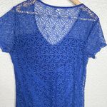 Tommy Bahama Danube Blue Lace Maxi Dress Beach Coverup L Short Sleeve V-Neck Photo 7