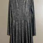 Guess  Gray/Black Gold Metallic A-line Long Sleeves Dress Sz L Work Special Event Photo 3