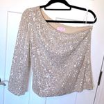Pink Lily Right Away Sequin One Shoulder Long Sleeve Top Photo 0