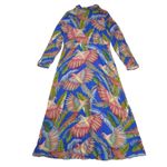 Farm Rio NWT  Macaw Flight Maxi in Blue Plunging V-neck Long Sleeve Dress L $220 Photo 8