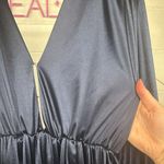 Bronx and Banco Sz Medium m Zoe Midnight Blue Satin Long Sleeve Plunge V-Neck Photo 8