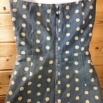 Line and Dot  Strapless Polka Dot Denim Dress Photo 6