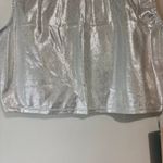 Halara  Women’s Shiny Metallic Sleeveless Mockneck Crop Top Silver Size Large NWT Photo 2