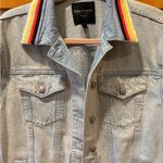 Juicy Couture Boyfriend Denim Jacket Striped Collar NWT XS Photo 4