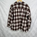 Max Studio Womens Plaid Shacket Shirt Small Brown Casual Flannel Buttons Size L Photo 3