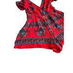 Trixxi Romper Womens Size S Red Blue Short Sleeve Scoop Neck Zip Back Outfit Photo 5