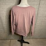 Peace Love World Mauve Raw Edge Crewneck Distressed Casual Sweatshirt Size XS Photo 2