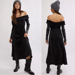 Free People Grunge 90s Witchy Monty Thermal Midi Dress Washed Black Size Large Photo 2