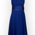 Dressbarn Collection Dress Women's 10 Blue Chiffon Midi A Photo 0
