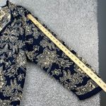 VTG Breckenridge II Navy Blue Beige Knit Cardigan Sweater Floral Paisley XL Photo 3