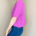 New In Pinkish Purple Crochet Cropped Casual Minimalist Sweater Photo 4