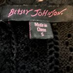 Betsey Johnson VTG Sweater Dress Knitted Eyelet Keyhole Tie Back Y2K Black S Photo 2