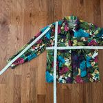 Chico's Chico’s Woman’s Denim Trucker Style Zip Jacket Black w/Printed Roses Sz 1 Photo 8