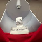 Susan Graver  Red Boxy Button Down Shirt Sleek Short Sleeve Photo 2