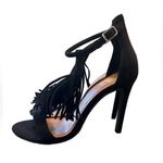 Steve Madden Sashi Black Suede Leather Fringe bohemian chic sandal heels 8.5 Photo 2