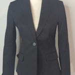 Theory  Black Cotton Blend Single Breasted One Button Blazer Corporate Women's 6 Photo 0