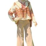 None Womens Vintage 70s Style Sheer Tunic Tan Brown Large Photo 1