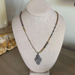 Anthropologie silver & gold mixed metal & exposed geode necklace Photo 0