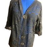 Black Lace Kaftan/Vest, Ruffle Sleeves, Sheer Size L Photo 0