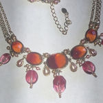 Monet Elegant Orange and Pink Boho Statement Necklace Photo 2