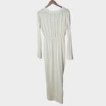 Tori Praver  Cream Metallic Stripe Long Sleeve Maxi Swim Cover Up Photo 7