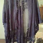 Elegant Navy Lace Kimono Shawl Purple Photo 0
