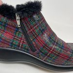 Alegria Meri Tartan Plaid Faux Fur Water Resistant Leather Booties 38 W 8 8.5 W Photo 4