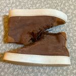 Frye  Lena Suede Leather High Top Lace Up Sneakers  Camel Brown Size 5.5 Photo 5