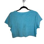 Aerie Offline by  Aqua Blue Terrycloth Smiley Face Cropped Tee Photo 3