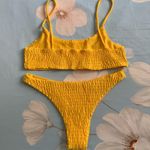 Zaful Yellow Smocked Bikini Top & Bottom Photo 9