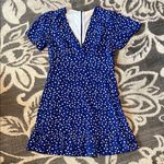 MELLODAY  Blue and White Polka Dot Dress zips in back like new Photo 0