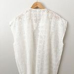 J. CREW | Black Label White Eyelet Fringe Poncho Wrap Kimono Open Front | OS Size undefined Photo 5