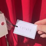 1. State New  top red long sleeved blouse button mock neck open back sheer bodice Photo 12