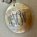 Gray Shell Beaded Monogram Pendant Necklace with Toggle Clasp Photo 2