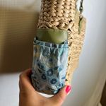 Bandalino Woven‎ Vintage VTG Straw Bag Purse Tote Floral Lined Green Handles Tan Photo 2
