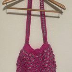 Hand Crocheted Aluminum Soda Can Pull Tab Pink Purse Crossbody Bag Handmade Photo 3