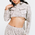 NEW SEVENTH HEAVEN WOMENS CROSS SNAKE JACKET XS Gray Photo 0