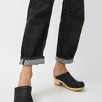 No.6 Old School Clog Mule on Mid Heel Wood Sole in Black Leather Size 39 Photo 3