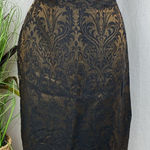 Vertigo Paris Vertigo Brown & Black Brocade Print Knee Length Skirt 42 6 Photo 0