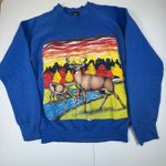 Vintage Screen Stars Deer Landscape Sweatshirt Blue Graphic Crewneck Made USA M Size M Photo 0