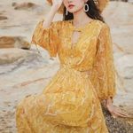 Korean style Print Puff Sleeve Bohemian Dress Floral Photo 0