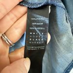 White House | Black Market Chambray V-Neck Blouse with Bell Sleeve in Blue Size 12 Photo 4