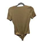 Gianni Bini Carmel Brown Crew Short Sleeve Bodysuit Thong Back Shape wear size s Photo 5