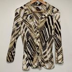 Fred David  Tan/Black Button Up Peplum Blouse Size XL Photo 0