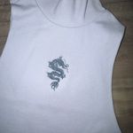 Forever 21 - Ribbed baby blue, Embroidered Dragon Halter Crop top Photo 2