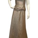 AMSALE Junior Sz 6 Y2K Metallic Brown Casual Evening Tube Full Length Prom Dress Photo 0
