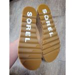 Sorel  Cameron Cork Wedge Heel Slip On Sandals Leather Tan Beige Shoes Size 10.5 Photo 4
